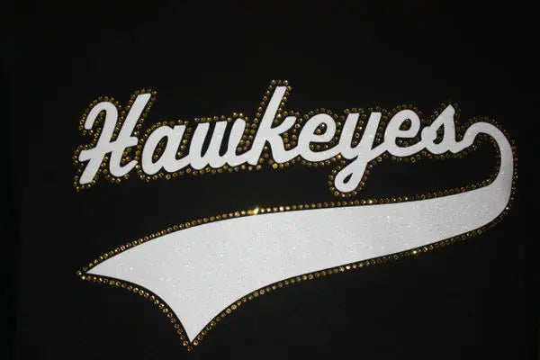 Iowa Hawkeyes Ladies White Glitter w/Rhinestones