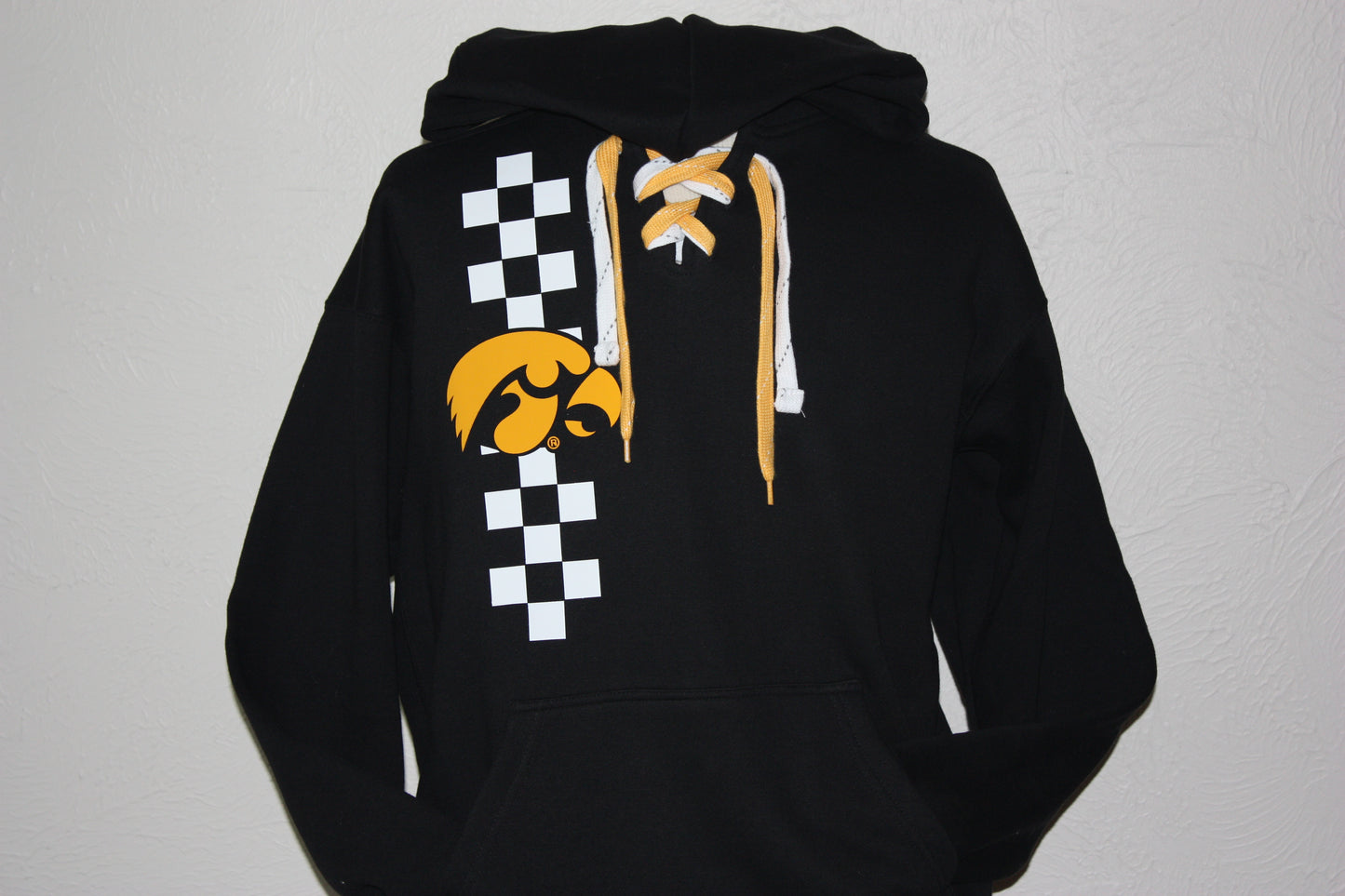 Iowa Hawkeyes Checkerboard W/Tigerhawk Hoodie W/Laces