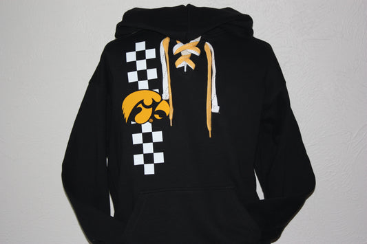 Iowa Hawkeyes Checkerboard W/Tigerhawk Hoodie W/Laces
